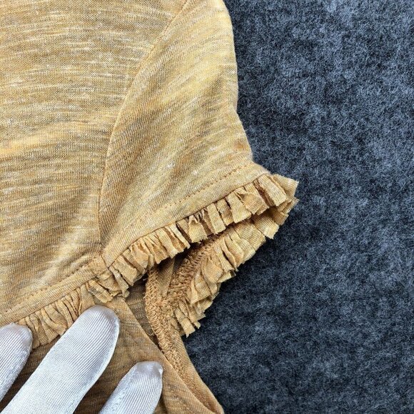 NWT Sisley Girls XL 10-11 Years Linen Blend T Shirt Ruffle Peach Summer 150 cm - Picture 5 of 12